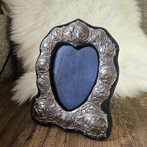 Keyford Cherub Reynolds Angels 925 S. Silver Heart Repousse Picture Frame 80s